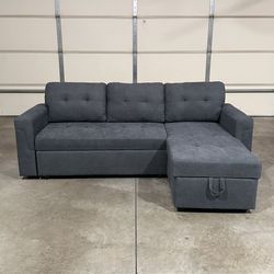 New Dark Gray Sofa Bed Sectional / Couch with Chaise (Can Deliver)