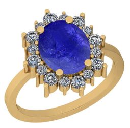 3.75 Ctw SI2/I1 Tanzanite And Diamond 14K Yellow Gold Vintage Style Ring