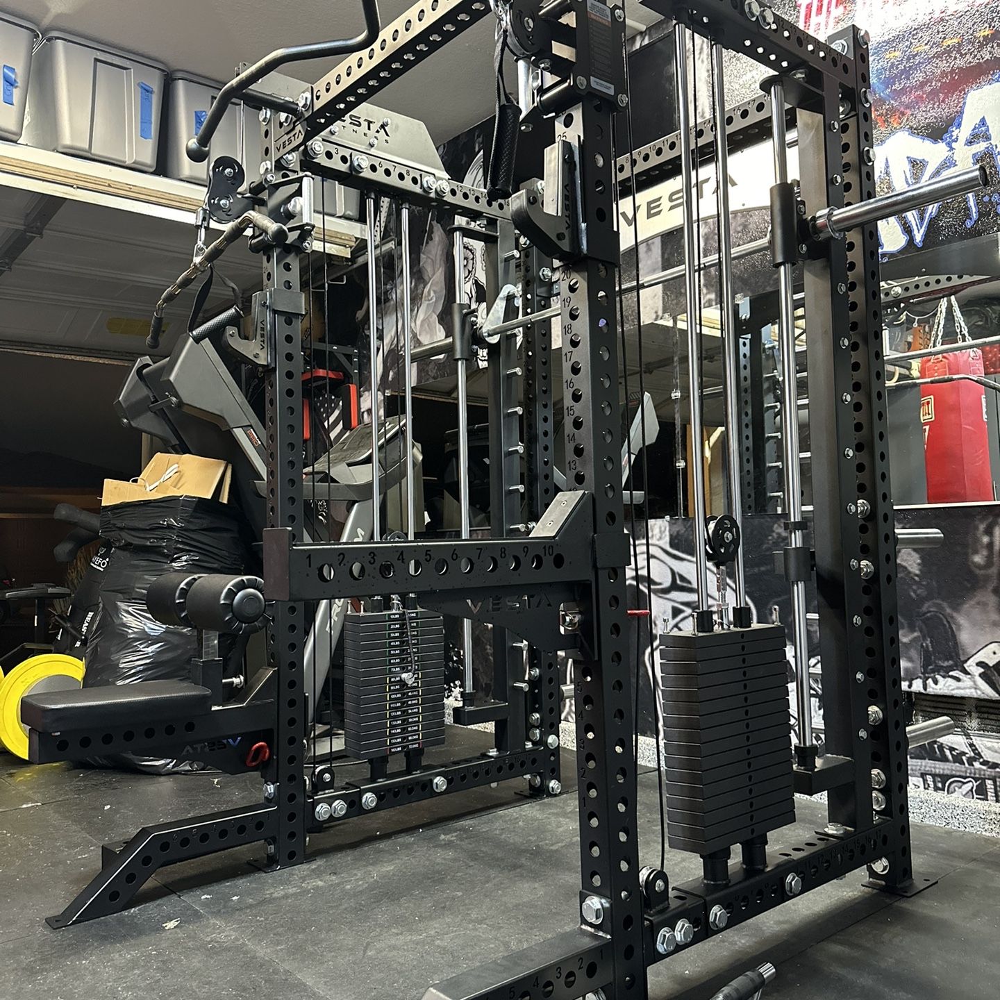 PRO SERIES Ultimate Half Rack Functional Trainer w/Smith Machine Bar | 320lb Stack | Gym Equipment | Fitness | Commercial | Squat Rack 