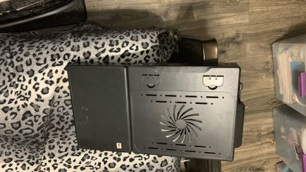 Laptop foldable table with fan four USB ports and a light