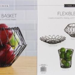 FLEXIBLE BLACK WIRE BASKET• FOLD INTO FIVE DIFFERENT SHAPES!