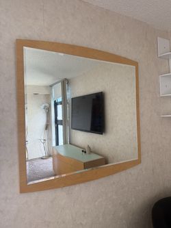 Large Modern Wall Mirror – Wood Frame