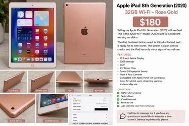Apple iPad 8th Generation Rose Gold 32GB