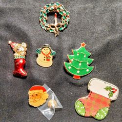 Vintage Christmas Pins And Brooches