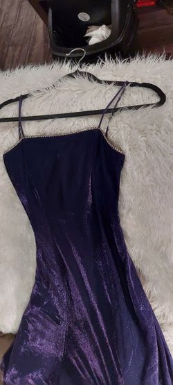 PURPLE  METALLIC FLOOR LENGTH DRESS