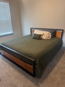 King size bed (mattress and frame)