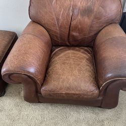 Leather Chair And Ottoman 