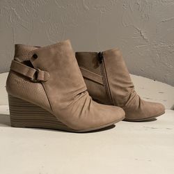 Light Taupe Wedge Ankle Booties
