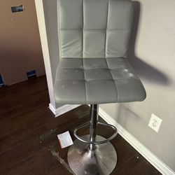 Two Leather Bar Stools