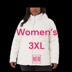 Women's 32 Degrees 3X 3XL Power Tech Jacket Coat Quilted Cream Heavyweight Parka