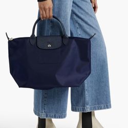 LONGCHAMP Le Pliage leather-trimmed shell tote NWOT