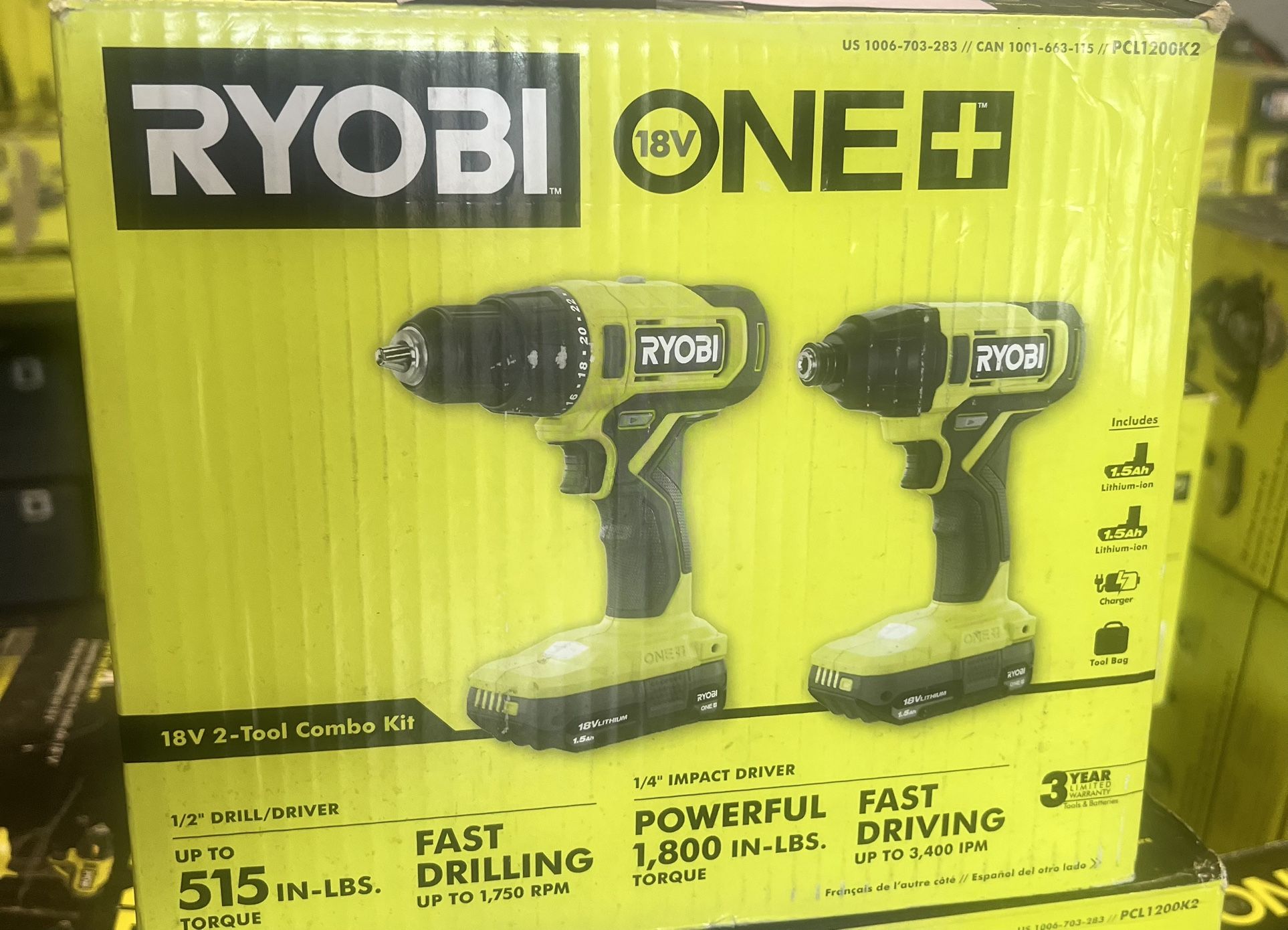 RYOBI ONE+ 18V Cordless 2-Tool Combo Kit with Drill/Driver, Impact Driver, (2) 1.5 Ah Batteries, and Charger $139(Retail price) $100(Your Price)