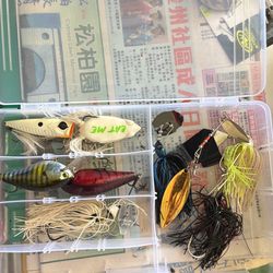 Bass Lures with Rod and Reel