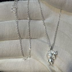 Labubu pendant with necklace 925 Silver 