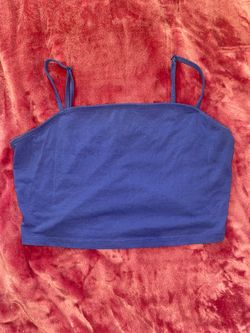 Blue Spaghetti-Strap Crop Top