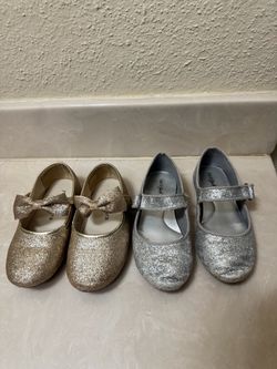 Gold and Silver Sparkly Flats - Girls Size 10