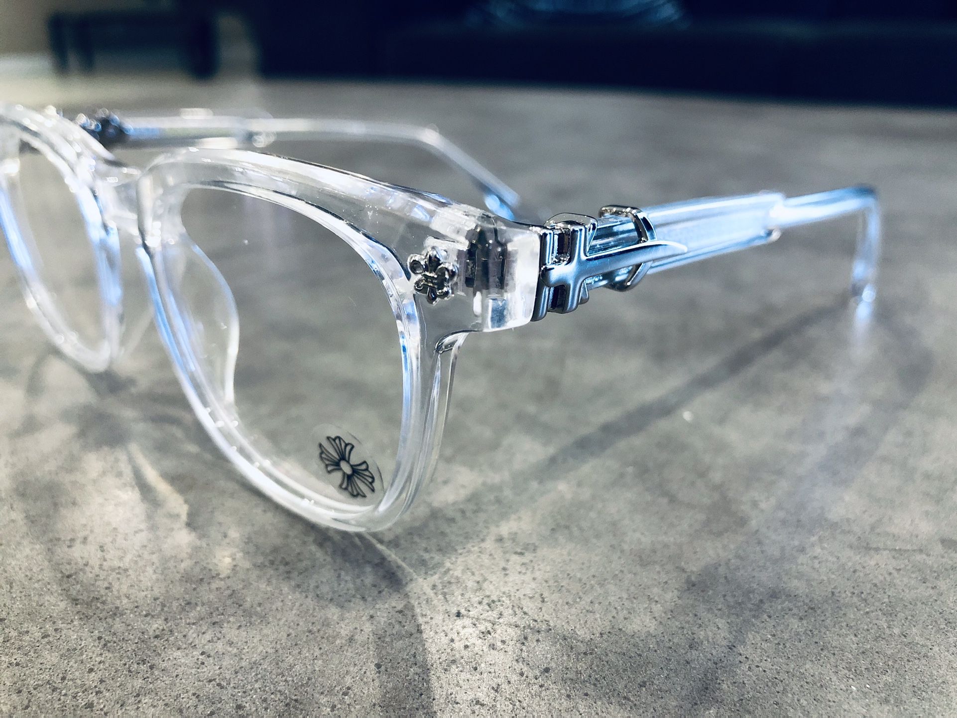 Chrome Anchor Hearts Glasses Clear Sunglasses Logo Stamps 