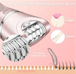 Electric Shaver Kit Epilator for Face, Chin, Arms, Legs, Underarms, Bikini - Painless Waterproof Rechargeable USB