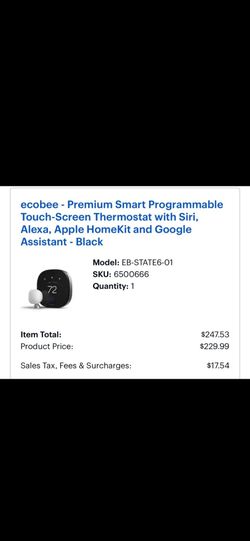 Ecobee Premium Smart Thermostat Black