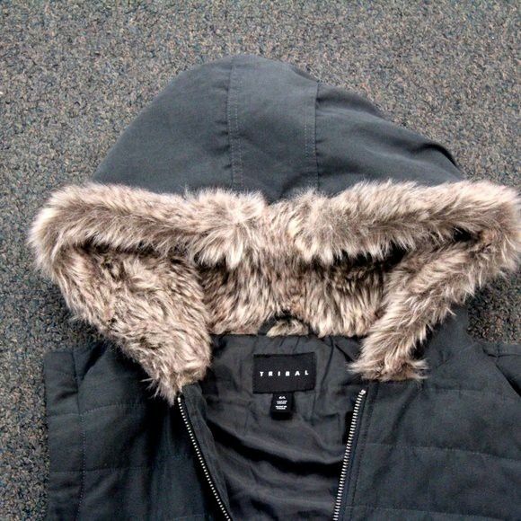 TRIBAL Faux Fur Hood Vest