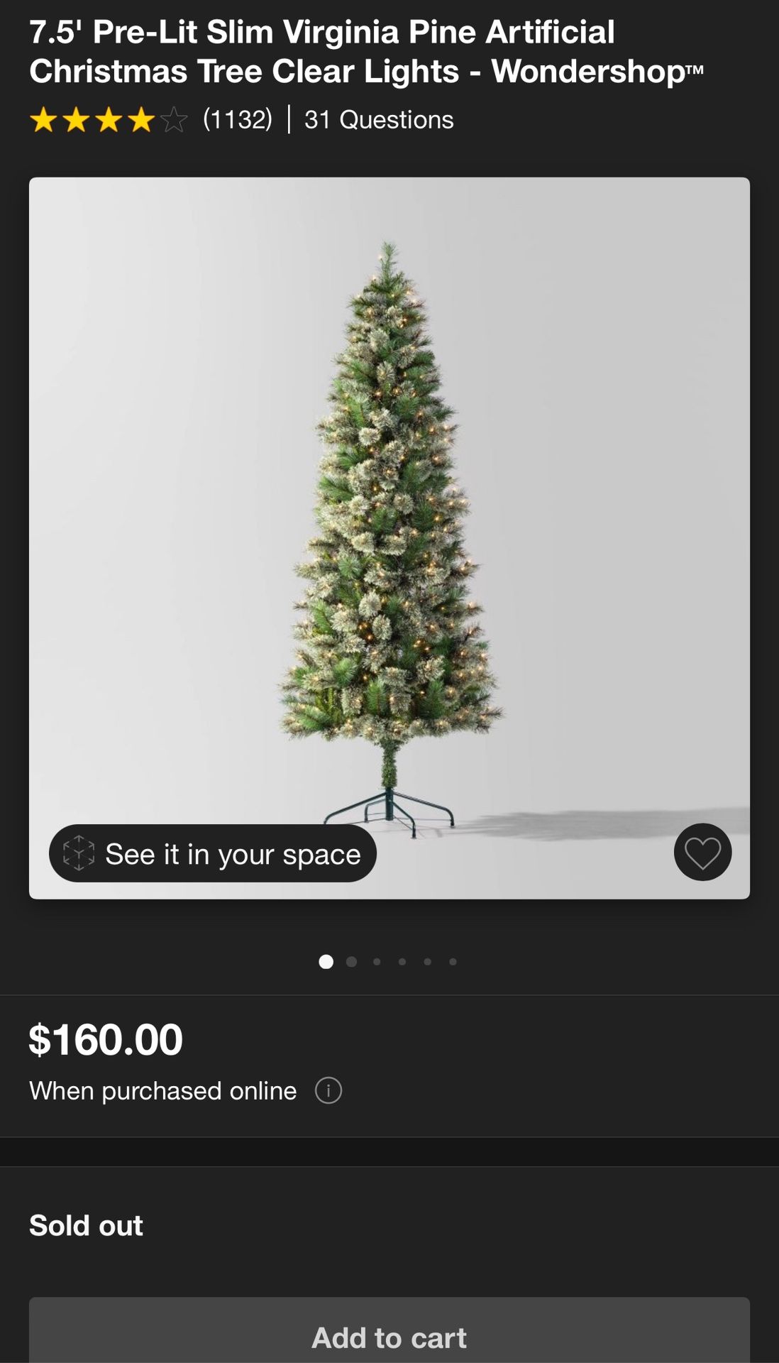 7.5' Pre Lit Slim Virginia Pine Artificial Christmas Tree Clear Lights Wondershop™