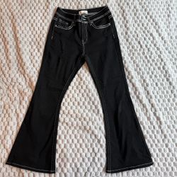 Bamboo Black & White Denim Flared Jeans