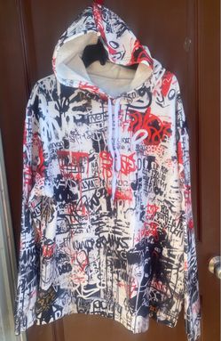 Graffiti Print Pullover Hoodie XL
