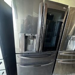 LG INSTAVIEW COUNTER DEPTH BLACK STAINLESS STEEL 4 DOOR REFRIGERATOR KNOCK KNOCK FEATURE 