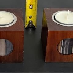 Two Wooden Votive Candle Holders with Real Stone Inlays just $5 for Both xox