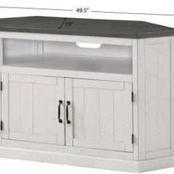 Martin Svensson Home Del Mar 50" Corner TV Stand, White and Grey   