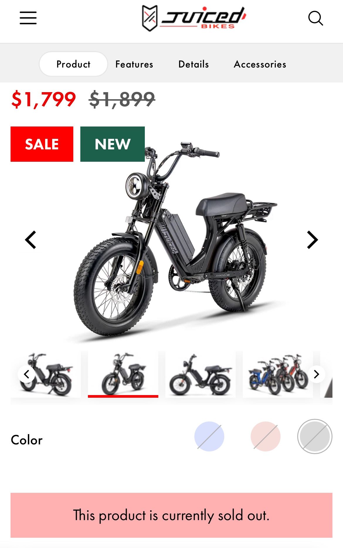 Juiced E-bike Scorpion 52v Big Light 55+ Miles