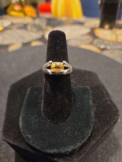 Genuine Citrine and marcasite ring