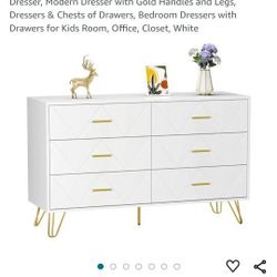 White And Gold Accented Dresser 