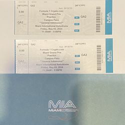 F1 Miami Campus Pass  Two Tickets For Friday 