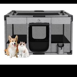 Dog Playpen,Fabric Fence, Portable Soft Cat Kennel Crate,Breathable Exercise Puppy Pen,PVC Pipe Frame
