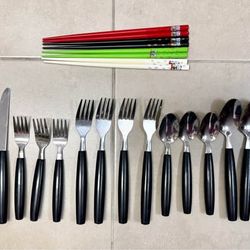18 pieces of Flatware and 5 pairs cute chopsticks