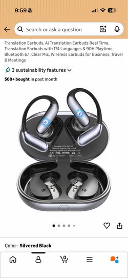 Brand new Translation Earbuds, Ai Translation Earbuds Real Time, Translation Earbuds with 174 Languages & 90H Playtime, Bluetooth 6.1, Clear Mic, Wire