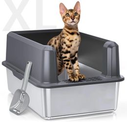WoofiGo XL Stainless Steel Cat Litter Box with Scoop – Like New