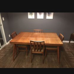 Mid Century Modern Vintage Dining Table With 6 Chairs