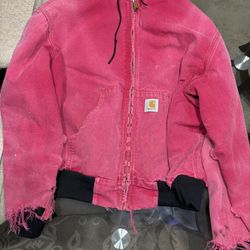 pink distressed carhartt jacket