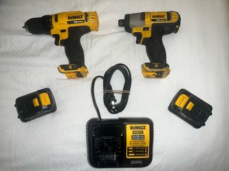 DEWALT 12V MAX DCB112 Cordless Drill and DCF815 Impact Driver Set with 2 Batteries and Charger