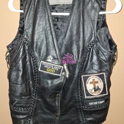 Unik Ultra Zipper Leather Motorcycle Vest Size Medium Black Lace Up Side $25
