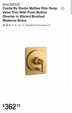 Shop KOHLER Castia By Studio McGee Rite-Temp O Valve Trim With Push-Button Diverter in Vibrant Brushed Moderne Brass