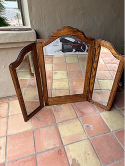 FREE - Oak Bedroom Dresser Mirror with Jewelry Hutch - 52"x42" NICE!!