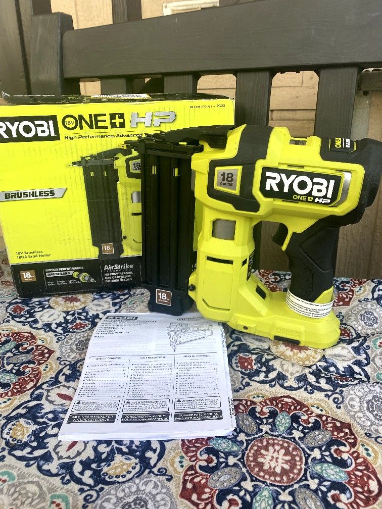 Ryobi One+ 18 V 18 Gauge Brushless Cordless Airstrike Brad Nailer TOOL ONLY