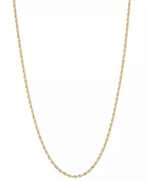 Lightweight Rope Link 18" Chain Necklace in 10k Gold