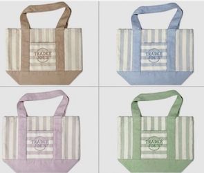 Trader Joe’s Mini Pastel Stripe Canvas Tote Bag Limited Edition Set Of 4