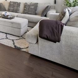 Modern Grey Sofa Set with Oversized Ottoman - Great Condition