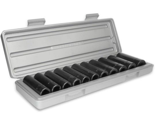 11-Pieces 1/2-Inch Drive Deep Impact Socket Set, 3/8-Inch to 1-Inch CR-V SAE, 6 Point, Deep Socket,1/2" DR. Socket Set

