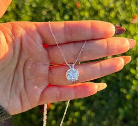 5ct round cut real large Moissanite stone vvs1 necklace